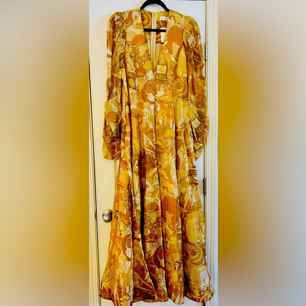 Zimmermann printed maxi linen dress size 2 new with tags